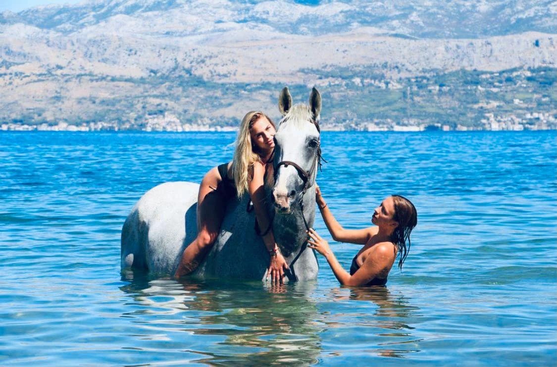 Ranč Wild Brač — horse swimming in the Adriatic Sea, Brač Island